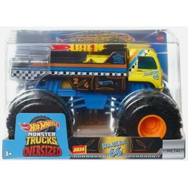 Hot Wheels Monster Trucks Oversized Haulin 64 Flatbed Truck, 1:24 Scale, Die-Cast