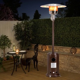 Patio Heater Propane Outdoor Heater with Portable Wheels Garden Heater Porch & Deck Heater Floor-Standing Commercial & Residential LP Gas 41,000BTU Steel Power Coated ETL Certification (Bronze)