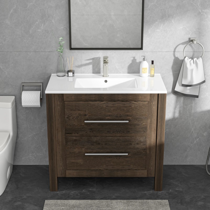 Sarlai 36-Inch Modern Drop-In Vanity Easy Clean Bathroom Sinks Ceramic