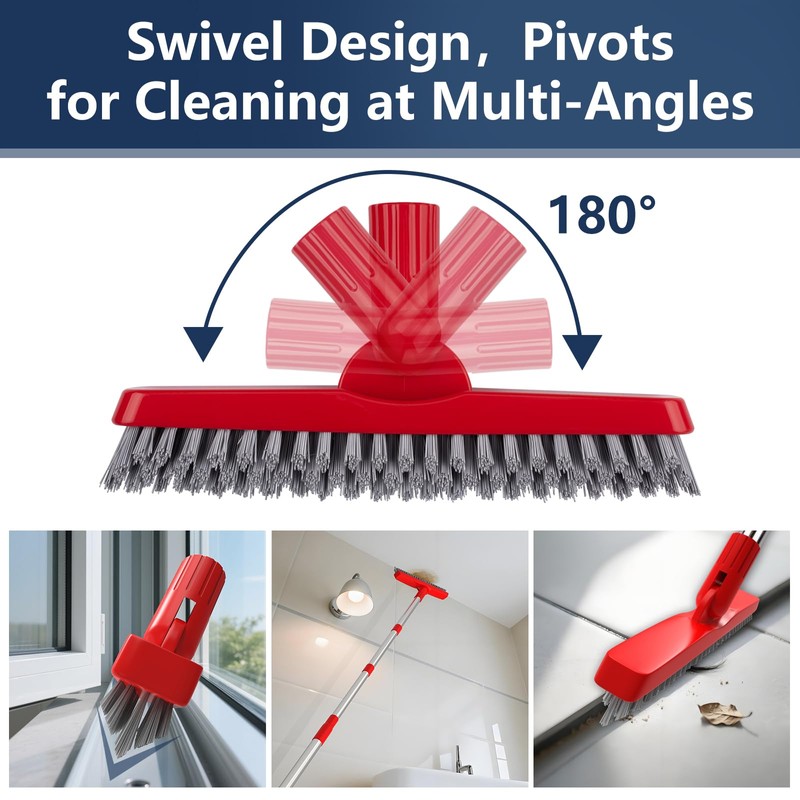 ITTAHO 2 Pack Grout Brush with Long Handle, Swivel Cleaning