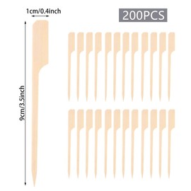 200 Pieces Paddle Bamboo Skewers, 9CM Flat Burgers Sticks Children Skewers Kids Wooden Fruits Picks Cocktail Sticks Satay Skewers (9CM-200Pack)