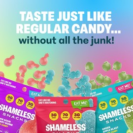 Shameless Snacks Sour Flavors Bundle Healthy Low Carb Keto Gummies Cherry Bomb, Blue Raspberry and Green Apple