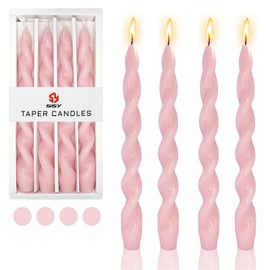 Pastel Candlesticks Spiral Taper Candles,Gedengni Cute Candle Stick Long Tapered Candle Twisted Candles for Anthropologie Home Décor Weddings Holiday Women Gifts,4pcs (Pink,22D)