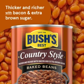 BUSH'S BEST 16 oz Canned Country Style Baked Beans, Source of Plant Based Protein and Fiber, Gluten Free, (Pack of 12)