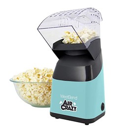 West Bend Air Crazy Popcorn Machine for Healthy Snacking with No Oil, 4-Quart, Blue