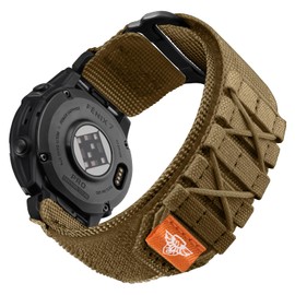 Bandletic 22mm Watch Strap Compatible with Garmin Fenix 6 Pro/6/Fenix 7/7 Pro/8/E/5/5 Pro Strap,Tactical Rugged Nylon QuickFit Sport Wrist Band for Instinct 3 2/Epix 2 Pro/Forerunner 965/955/945, Tan