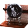 ZEERSHEE 3D Glass Laser Etched Cat Ball with Stand and