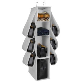 MaoXinTek 10 Compartments Hanging Handbag Storage Bag Organizer for Hat Clothes Shoes (Grey)