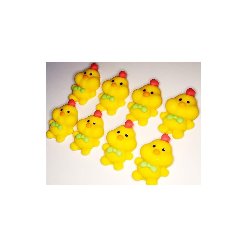 8 Handmade Edible Easter Chicks, Cute Cupcake Sugarpaste Decorations by