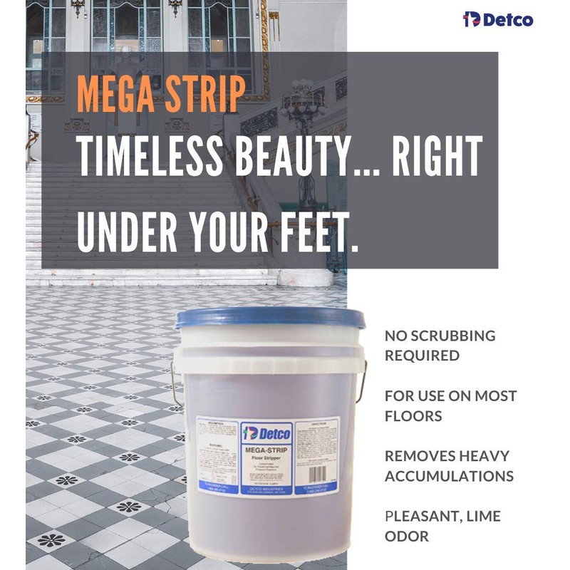 Detco Mega-Strip Heavy-Duty Floor Stripper | Non-Ammoniated, Low-Odor (1 Gallon)