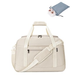 ECOHUB for Easyjet Cabin Bag 45x36x20, Underseat Hand Luggage Bag with 14'' Laptop Compartment, Carry on Holdall Bag with Wet Pocket & Shoe Bag, Recycled Overnight Hospital Bag for Women, Beige