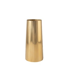 Serene Spaces Living Small Gold Cylinder Metal Vase, Elegant Flower Vase for Wedding, Anniversary, Home Decor, Table Centerpiece for Coffee Table, Dining Table, Countertop, 2.25" Diameter & 6" Tall