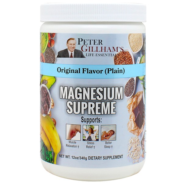 Magnesium Supreme (Original Plain Unflavored) Better Sleep, Relaxation Natural Magnesium Supplement, Non-GMO, Gluten Free, Vegan Formula. 12oz 75 Servings