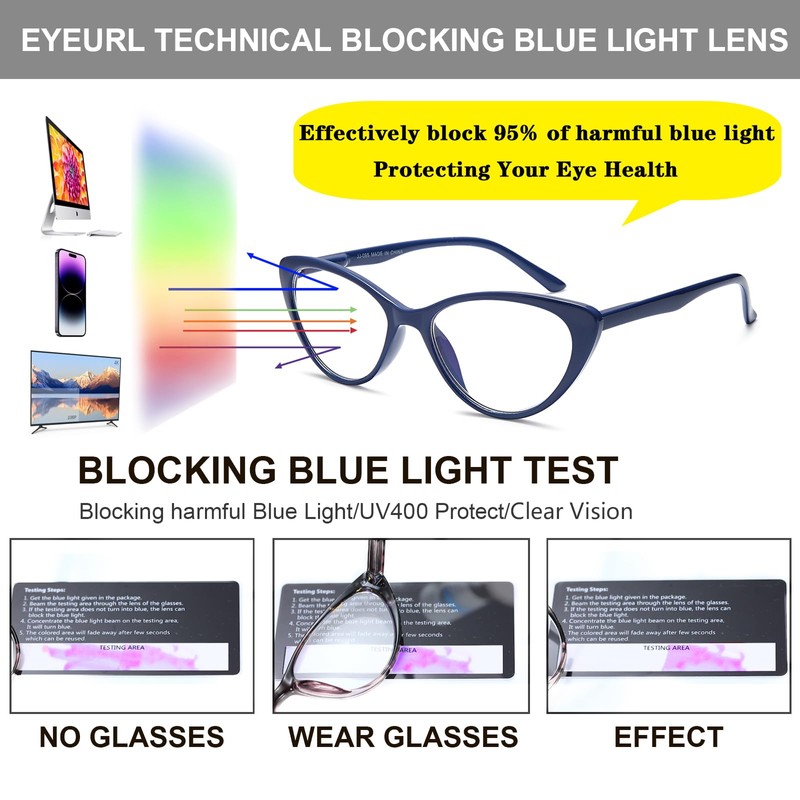 EYEURL Reading Glasses for Women 5 Pack Fashion Cat Eye