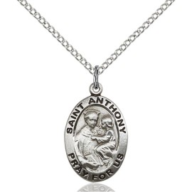 Bliss Sterling Silver Saint Anthony of Padua Medal Pendant Necklace 18" Chain Gift