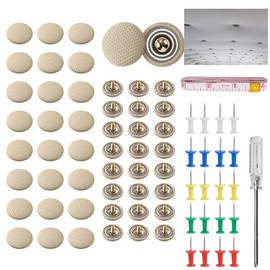 Car Headliner Repair Kit, Headliner Repair Button Car Roof Snap Rivets Buckle Liner Set Kit Pins Screw Retainer, Auto Snap Rivet with Screwdriver Cloth Ruler Position Pin Ceiling Buckle (Beige)