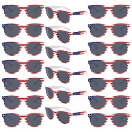 YQVIE Bulk American Flag Sunglasses Retro 90s Style Sunglasses for Men Women Independence Day Party Supplies UV400 Protection (20Pack)