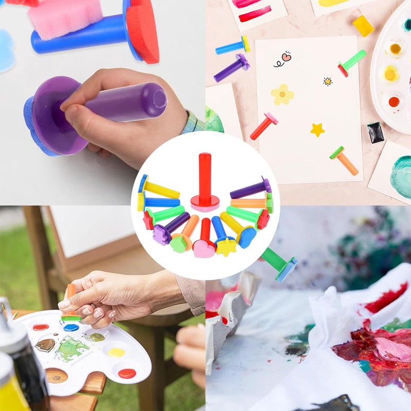 MOLIMOLI 12pcs Sponge Brush Set Foam Brush Sponge Stamp Painting