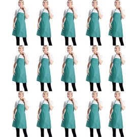 TSD STORY Total 15 PCS Plain Color Bib Apron Adult with 2 Front Pocket (Baby Blue)…