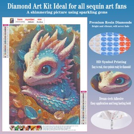 FORLAND Dragon Diamond Painting Kits for Adults Beginners - 5D DIY Cute Dragon Full Drill Diamond Kits Painting Crafts for Home Wall Decor, Diamond Art Kits,12x16inch