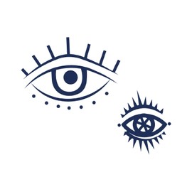 Tattwo.me - Temporäre Tattoos für Erwachsene und Kinder, 2 Wochen, wasserfest - zwei Augen (zum Ausschneiden) - Pflanzliche Tinte - EU-Kosmetik-Zertifikat - (5X5 - P0542)