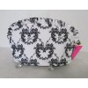 Betsey Johnson Large Cosmetic Bag Makeup Ruffle White Floral Bouquet