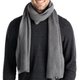 Funky Junque Unisex Ribbed Knit Scarf for Men and Women, Thick Soft Knitted Winter Neck Warmer, Long Warm Scarf, Charcoal