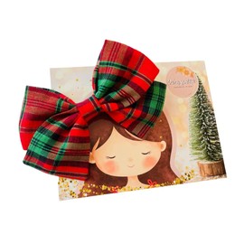 Christmas Plaid Hair Bow, Classic Red and Green Hair Bows, Toddler and Girls Christmas accessories, hair clips or headbands, Made in USA (Clip for Her Left)