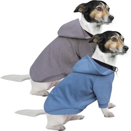 HuaLiSiJi Christmas Dog Hoodie, Warm and Lightweight, Soft Texture, Easy to Wear, Bright Colors (M, Gray+Haze Blue)