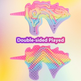 Sensorik Activity Board Doppelseitiges Aktivitätsbrett Sensorisches Aktivitätstafel für Kinder&Erwachsene zur Beruhigung, Angstzuständen,ADHD und Autismus,Sensorische Fidget Spielzeug (Einhorn)