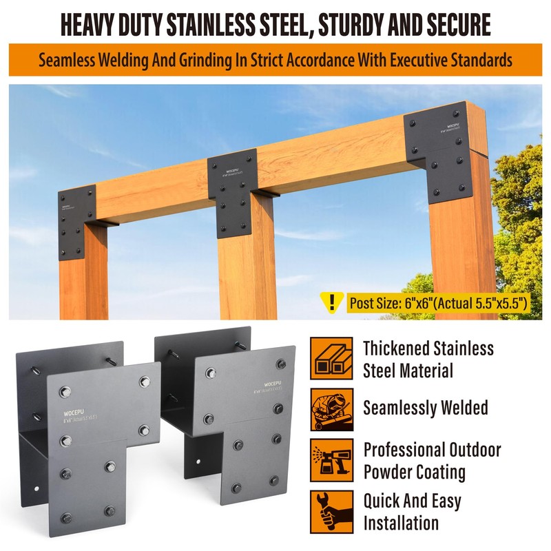Wocepu 2 Pack Heavy Duty 6x6 (Actual 5.5"x5.5") Stainless Steel