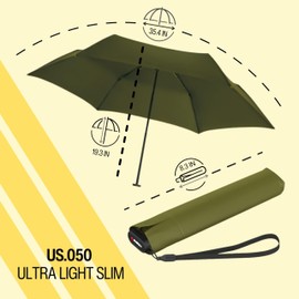 Knirps US.050 Ultra Light Pocket Size Manual Rain Umbrella in Cardamom – 4oz Portable Travel Umbrellas with 35" Quick Dry Canopy, Windproof up to 62mph, Matching Quick Dry Protective Cover Included