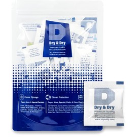 Dry & Dry 1 Gram [100 Packets] Silica Gel Packets Desiccants, Silica Packets - Rechargeable Moisture Absorbers for Food Storage, Electronics, 3D Filament & Safes