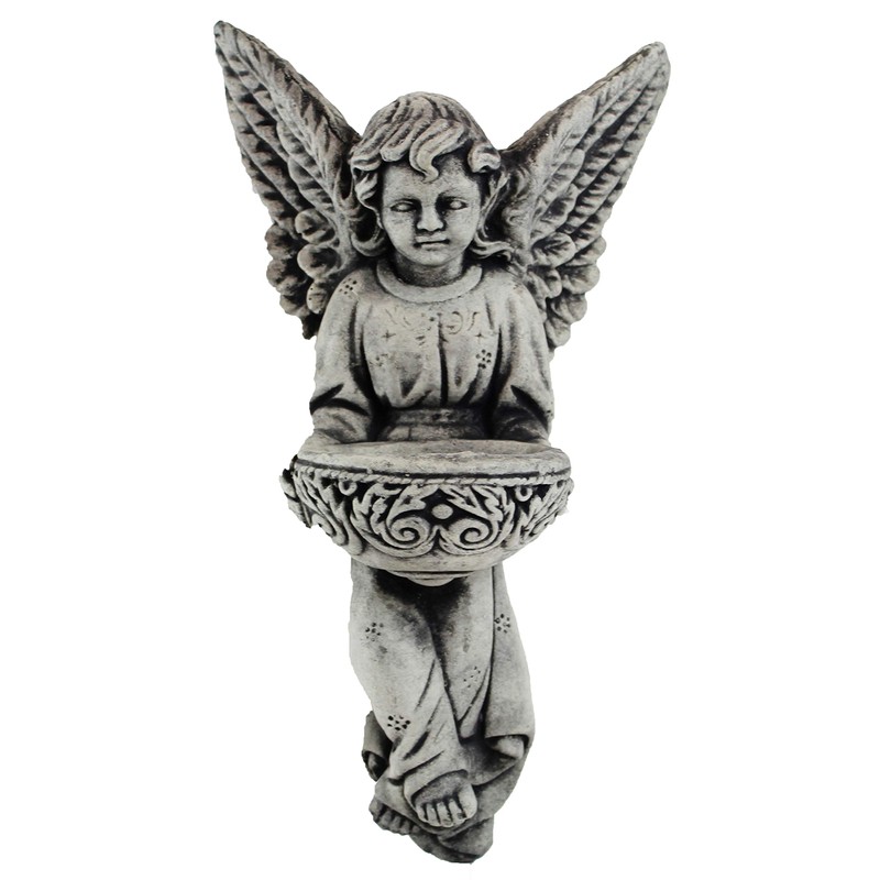 Holy Angel Statue with Bowl Wall Plaque Home and Garden