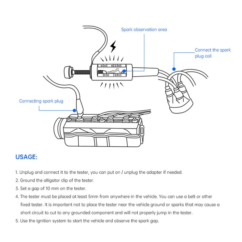 VDIAGTOOL In Line Spark Plug Tester Ignition System Coil Car