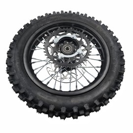 CLEO 80/100-10 Rear Wheel Rim Tire Assembly for 50cc-110cc Dirt Bike taotao TTR SSR CRF Apollo 15mm axle includes 190mm brake disc and 420-41T sprocket