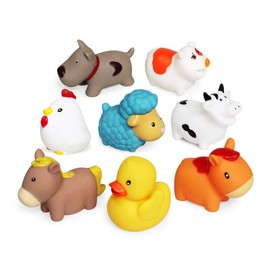 Bath Toys Floating Bath Farm Toys(8PCS),Baby Soft Bath Time Toys,Bathtub Learning Dogs Ducks Sheep Hen Pig Bath Toys and Bathroom Toys for Toddlers