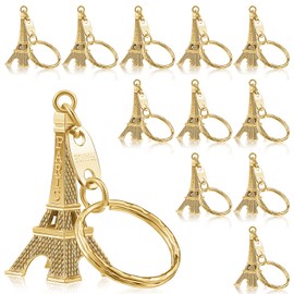 Fumete 80 Pieces Eiffel Tower Keyring Retro French Souvenirs Keychain for Christmas Gifts(Gold)