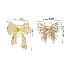 PACKOVE 2Pcs Pearl Hair Claw Clips Non Slip Butterfly Hair Accessories for Women Cute Hair Clips with Design for Ladies