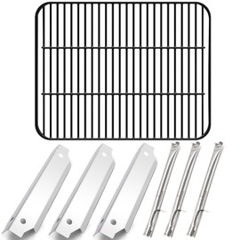 Criditpid Grill Replacement Parts for Dyna Glo DGC310CNP-D, DGC310BNP-D, DGC310RNP-D, Grill Grates, Stainless Steel Heat Plate Shields & Burners Kit for Dyna-Glo 3-Burner Open Cart Propane Gas Grills