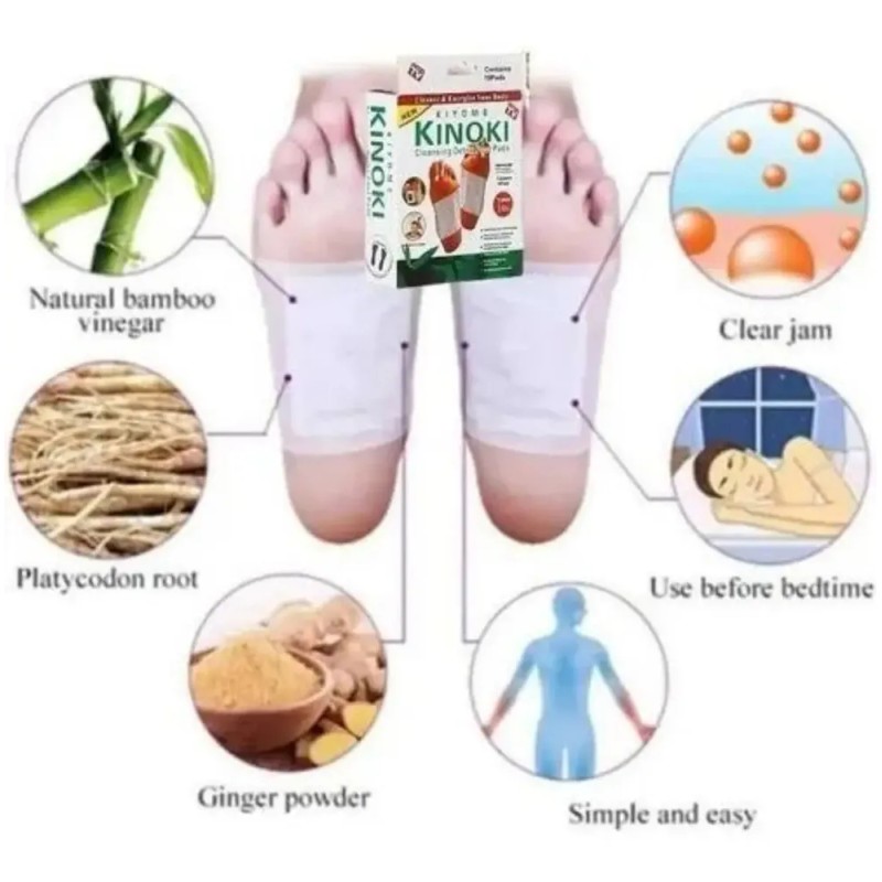 Parche Desintoxicante Pie Cuerpo Relajante Kinoki Caja 10pza