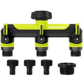 Hose Splitter 3 Way, Outside Tap Connector, Garden Hose Connector, High Flow Washing Machine Hose Connector, 3 Way kitchen tap hose connector, Connect multiple irrigation timers,3/4" with 1/2" Adapter