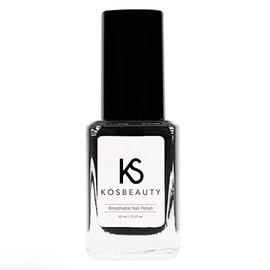 KOSBEAUTY Breathable Nail Polish, Onyx Black, 0.3 fl oz.