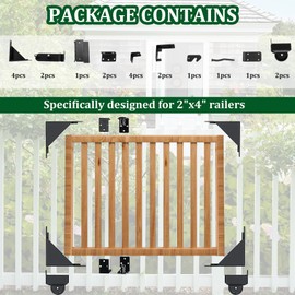 Sliding Gate Kit, Designed Specifically for 2-inch × 4-inch Rails Rolling Gate Hardware Kit, Heavy Duty Rolling Gate Hardware Kit for Wooden and Mental Fence Outdoor Gates