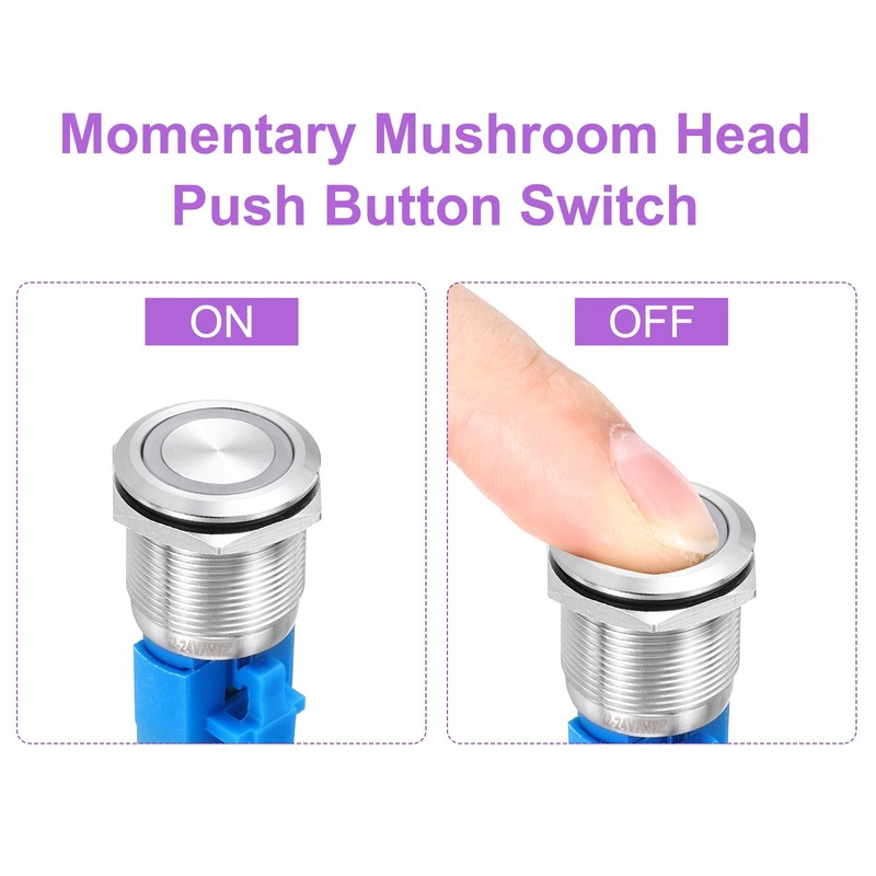 DMiotech 2 Pack 7/8 Inch Stainless Steel Latching Push Button