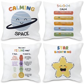 Nvotell Calming Corner Decorative Pillow Covers Set of 4 - Calm down Corner Supplies for Reading Room, Couch Pillow Covers 18 X 18, Teacher Must Haves, Boho Decorative Pillow Covers for Couch