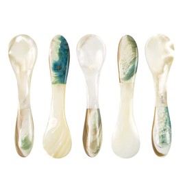 DUEBEL Mother of Pearl Caviar Spoons, 5 Pieces Luxury Handmade Spoons for Caviar Shrimp Egg Ice Cream Serving (10 cm)