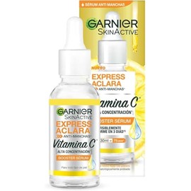 Garnier SkinActive. Express Aclara Serum Anti Manchas con Vitamina C 30 ml + Agua Micelar en Aceite desmaquillante a Prueba de agua bifásica 400 ml