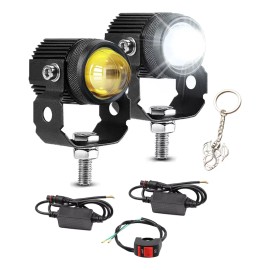 Par De Faros Auxiliares Moto 60w Led Amarillo Y Blanco