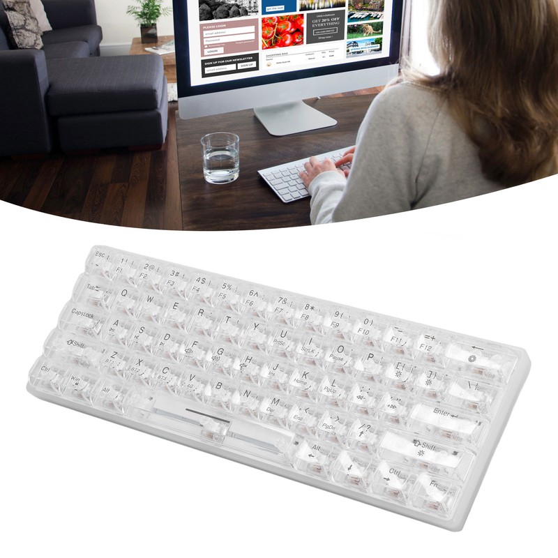 Mechanical Keyboard Bluetooth 2.4G Wireless Wired Hot Swappable White Switch